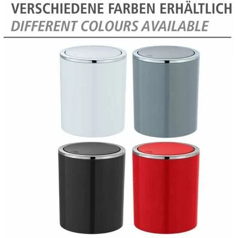 WENKO Mini Poubelle Salle De Bain Inca, Poubelle à Couvercle Basculant, Capacité 2L, Plastique Haut De Gamme, Ø 14 X 16,8 Cm, Blanc 7 WENKO Mini Poubelle Salle De Bain Inca, Poubelle à Couvercle Basculant, Capacité 2L, Plastique Haut De Gamme, Ø 14 X 16,8 Cm, Blanc – Image 5