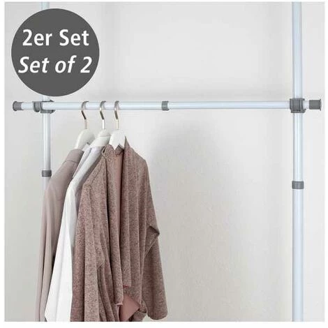 WENKO Barre Porte Vêtements Herkules, Pièce Détachée Pour Système De Rangement Télescopique Herkules, Lot De 2, Métal, Ø 3 X 75 - 120 Cm, Blanc 4 WENKO Barre Porte Vêtements Herkules, Pièce Détachée Pour Système De Rangement Télescopique Herkules, Lot De 2, Métal, Ø 3 X 75 - 120 Cm, Blanc – Image 2