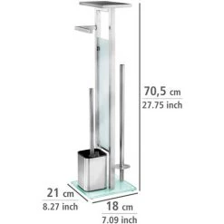 WENKO Serviteur WC 4en1 Debar, Brosse WC Et Dérouleur Papier Toilette Avec Tablette De Rangement, Acier Inox - Verre Trempé, 21x70,5x18 Cm, Mat, Blanc 11 WENKO Serviteur WC 4en1 Debar, Brosse WC Et Dérouleur Papier Toilette Avec Tablette De Rangement, Acier Inox - Verre Trempé, 21x70,5x18 Cm, Mat, Blanc -WENKO Soldes 16775233 5