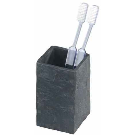 WENKO Set D'accessoires De Salle De Bain, Distributeur Savon Liquide, Gobelet Brosse à Dent, Porte Savon, Brosse WC, Slate Rock, Effet Ardoise 5 WENKO Set D'accessoires De Salle De Bain, Distributeur Savon Liquide, Gobelet Brosse à Dent, Porte Savon, Brosse WC, Slate Rock, Effet Ardoise – Image 3