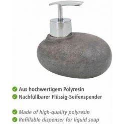 WENKO Set Accessoires Salle De Bain, Distributeur Savon Liquide, Lot De 2 Gobelets Brosse à Dent, Pebble Stone Gris 10 WENKO Set Accessoires Salle De Bain, Distributeur Savon Liquide, Lot De 2 Gobelets Brosse à Dent, Pebble Stone Gris -WENKO Soldes 18938980 4