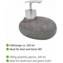 WENKO Set Accessoires Salle De Bain, Distributeur Savon Liquide, Lot De 2 Gobelets Brosse à Dent, Pebble Stone Gris 11 WENKO Set Accessoires Salle De Bain, Distributeur Savon Liquide, Lot De 2 Gobelets Brosse à Dent, Pebble Stone Gris -WENKO Soldes 18938980 5