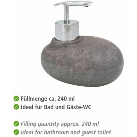 WENKO Set Accessoires Salle De Bain, Distributeur Savon Liquide, Lot De 2 Gobelets Brosse à Dent, Pebble Stone Gris 7 WENKO Set Accessoires Salle De Bain, Distributeur Savon Liquide, Lot De 2 Gobelets Brosse à Dent, Pebble Stone Gris – Image 5