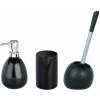 WENKO Set Accessoires Salle De Bain, Distributeur Savon Liquide, Porte Brosse à Dent, Brosse WC, Céramique, Polaris Noir 2 WENKO Set Accessoires Salle De Bain, Distributeur Savon Liquide, Porte Brosse à Dent, Brosse WC, Céramique, Polaris Noir -WENKO Soldes 18938996 1