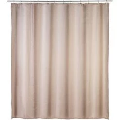 WENKO Rideau De Douche Antimoisissure, Rideau De Douche 180x200 Cm, Lavable En Machine Et Waterproof, 12 Anneaux Rideau De Douche En Plastique Blanc Inclus, 100% Polyester, 180x200 Cm, Beige