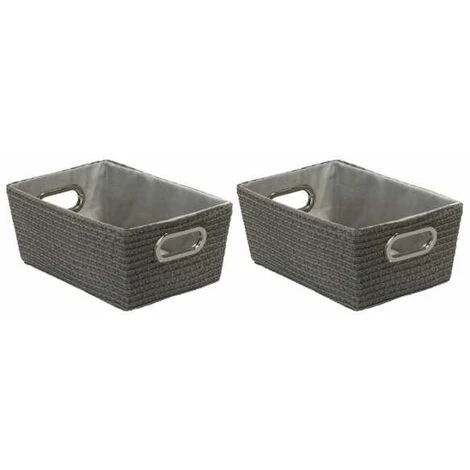 WENKO Panier rangement De salle de bain Avec Poignée, Chromo Gris, Lot De 2 3 WENKO Panier rangement De salle de bain Avec Poignée, Chromo Gris, Lot De 2