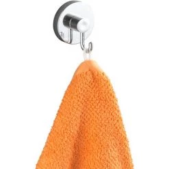 WENKO Crochet Porte Serviette Mural Fixation Sans Perçage Vacuum-Loc®, Crochet Porte Manteau, Lot De 4, Plastique, 6x6,7x5 Cm, Chromé