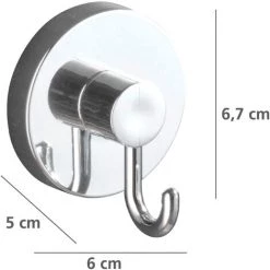 WENKO Crochet Porte Serviette Mural Fixation Sans Perçage Vacuum-Loc®, Crochet Porte Manteau, Lot De 4, Plastique, 6x6,7x5 Cm, Chromé -WENKO Soldes 18939035 3