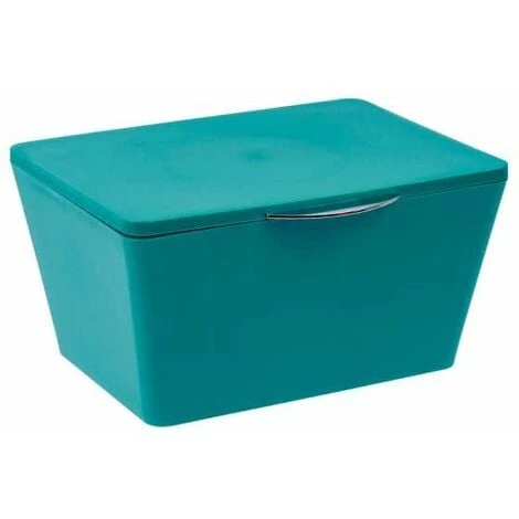 WENKO Boîte Avec Couvercle Brasil, Panier De Rangement, Panier De Salle De Bain Avec Couvercle, Plastique (PET), 19 X 10 X 15.5 Cm, Turquoise 3 WENKO Boîte Avec Couvercle Brasil, Panier De Rangement, Panier De Salle De Bain Avec Couvercle, Plastique (PET), 19 X 10 X 15.5 Cm, Turquoise