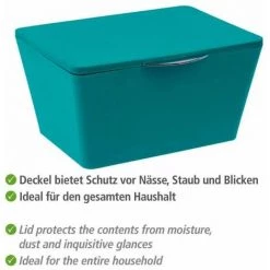 WENKO Boîte Avec Couvercle Brasil, Panier De Rangement, Panier De Salle De Bain Avec Couvercle, Plastique (PET), 19 X 10 X 15.5 Cm, Turquoise 9 WENKO Boîte Avec Couvercle Brasil, Panier De Rangement, Panier De Salle De Bain Avec Couvercle, Plastique (PET), 19 X 10 X 15.5 Cm, Turquoise -WENKO Soldes 18939074 3