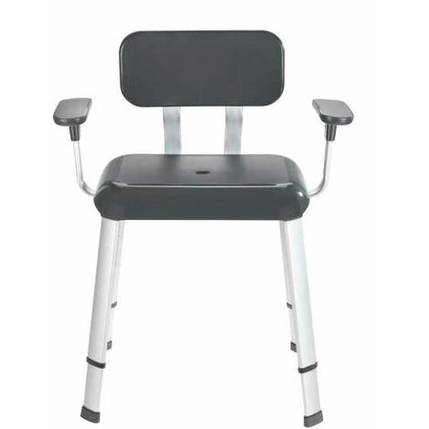 WENKO Tabouret De Douche Avec Accoudoir Et Dossier, Siège De Douche, Secura Premium, Aluminium - Plastique, 63x71,5 – 81,5x46,5 Cm, Gris 4 WENKO Tabouret De Douche Avec Accoudoir Et Dossier, Siège De Douche, Secura Premium, Aluminium - Plastique, 63x71,5 – 81,5x46,5 Cm, Gris – Image 2