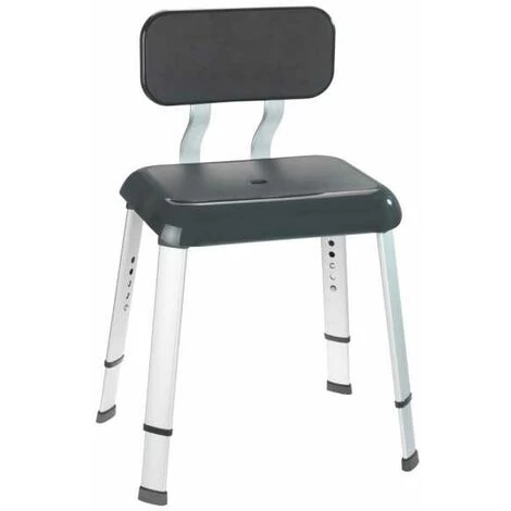 WENKO Tabouret De Douche, Siège De Douche Avec Dossier, Pieds Antidérapants, Secura Premium, Aluminium - Plastique, 50,5x71,5 – 81,5x46,5 Cm, Gris 3 WENKO Tabouret De Douche, Siège De Douche Avec Dossier, Pieds Antidérapants, Secura Premium, Aluminium - Plastique, 50,5x71,5 – 81,5x46,5 Cm, Gris