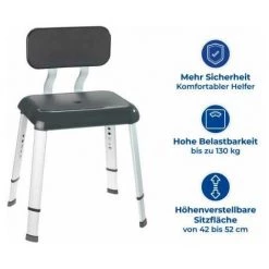 WENKO Tabouret De Douche, Siège De Douche Avec Dossier, Pieds Antidérapants, Secura Premium, Aluminium - Plastique, 50,5x71,5 – 81,5x46,5 Cm, Gris 9 WENKO Tabouret De Douche, Siège De Douche Avec Dossier, Pieds Antidérapants, Secura Premium, Aluminium - Plastique, 50,5x71,5 – 81,5x46,5 Cm, Gris -WENKO Soldes 18939132 3