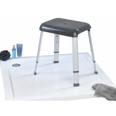 WENKO Tabouret De Douche Secura Premium, Hauteur Réglable, Capacité 130 Kg, Aluminium - Plastique, 50,5x42-52x39,5 Cm, Gris 4 WENKO Tabouret De Douche Secura Premium, Hauteur Réglable, Capacité 130 Kg, Aluminium - Plastique, 50,5x42-52x39,5 Cm, Gris – Image 2