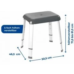 WENKO Tabouret De Douche Secura Premium, Hauteur Réglable, Capacité 130 Kg, Aluminium - Plastique, 50,5x42-52x39,5 Cm, Gris 10 WENKO Tabouret De Douche Secura Premium, Hauteur Réglable, Capacité 130 Kg, Aluminium - Plastique, 50,5x42-52x39,5 Cm, Gris -WENKO Soldes 18939137 4
