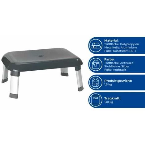 WENKO Marche Pied Salle De Bain Et WC, Marche Pied Enfant Et Adulte, Secura Premium, Aluminium - Plastique, 46,5x20x36 Cm, Gris 7 WENKO Marche Pied Salle De Bain Et WC, Marche Pied Enfant Et Adulte, Secura Premium, Aluminium - Plastique, 46,5x20x36 Cm, Gris – Image 5