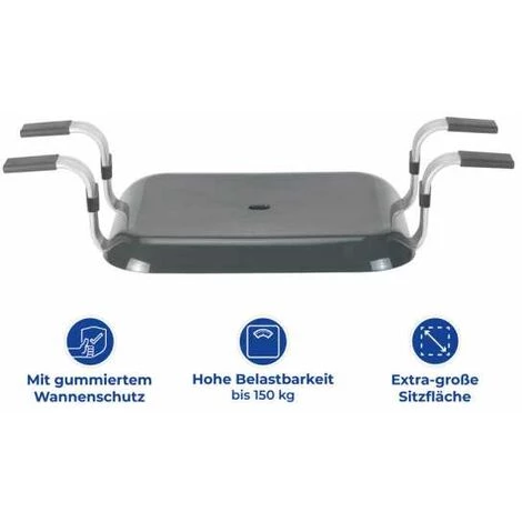 WENKO Siège De Baignoire Siège à Poser Sur La Baignoire, Secura Premium, Antidérapant, Aluminium - Plastique, 74x15,5x36 Cm, Gris 7 WENKO Siège De Baignoire Siège à Poser Sur La Baignoire, Secura Premium, Antidérapant, Aluminium - Plastique, 74x15,5x36 Cm, Gris – Image 5