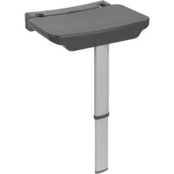 WENKO Tabouret De Douche Rabattable Secura Premium, Hauteur Réglable, Pied Antidérapant , Capacité 120 Kg, Aluminium - Plastique, 37x37,5-56,5x30,5 Cm, Gris