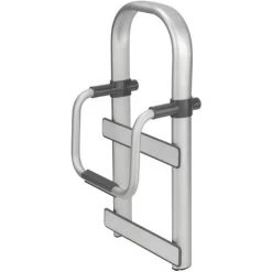 WENKO Poignée Pour Baignoire Secura Premium, Marche Pied Baignoire, Facilite L'accès à La Baignoire, Capacité De Charge 150 Kg, Aluminium - Plastique, 25,5x51x17,5 Cm, Mat - Gris