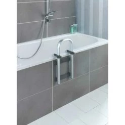 WENKO Poignée Pour Baignoire Secura Premium, Marche Pied Baignoire, Facilite L'accès à La Baignoire, Capacité De Charge 150 Kg, Aluminium - Plastique, 25,5x51x17,5 Cm, Mat - Gris -WENKO Soldes 18939157 4
