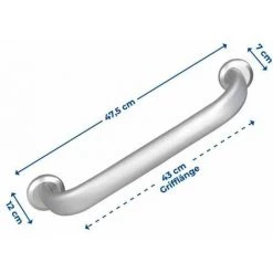 WENKO Barre D'appui Pour La Douche Et WC Secura Premium, Poignée De Sécurité Pour La Salle De Bain, Charge Jusqu'à 120 Kg, Vis Et Chevilles Fournies, Aluminium, 47,5x7x12,5 Cm, Argent Mat -WENKO Soldes 18939161 4