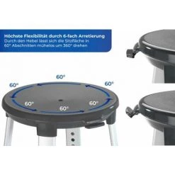 WENKO Tabouret De Douche Pivotant Secura Premium, Hauteur Réglable, Pied Antidérapant , Capacité 130 Kg, Aluminium - Plastique, 50x43-52,5x50 Cm, Gris -WENKO Soldes 18939179 5