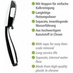 WENKO Pommeau De Douche Basic, Pommeau De Douche 3 Jets, Pommeau De Douche Universel Avec Embout Standard 1/2", Nettoyage Facile Du Calcaire, Plastique Chromé De Haute Qualité, ø10 Cm, Gris -WENKO Soldes 18939232 4