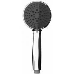 WENKO Pommeau De Douche Basic, Pommeau De Douche 5 Jets, Pommeau De Douche Universel Avec Embout Standard 1/2", Nettoyage Facile Du Calcaire, Plastique Chromé De Haute Qualité, ø10 Cm, Gris