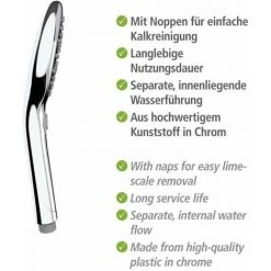 WENKO Pommeau De Douche Basic, Pommeau De Douche 3 Jets, Pommeau De Douche Universel Avec Embout Standard 1/2", Nettoyage Facile Du Calcaire, Plastique Chromé De Haute Qualité, ø12 Cm, Brillant 11 WENKO Pommeau De Douche Basic, Pommeau De Douche 3 Jets, Pommeau De Douche Universel Avec Embout Standard 1/2", Nettoyage Facile Du Calcaire, Plastique Chromé De Haute Qualité, ø12 Cm, Brillant -WENKO Soldes 18939245 5