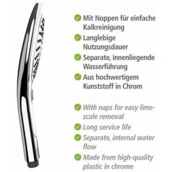 WENKO Pommeau De Douche Basic, Pommeau De Douche 5 Jets, Pommeau De Douche Universel Avec Embout Standard 1/2", Nettoyage Facile Du Calcaire, Plastique Chromé De Haute Qualité, ø12 Cm, Brillant -WENKO Soldes 18939249 5