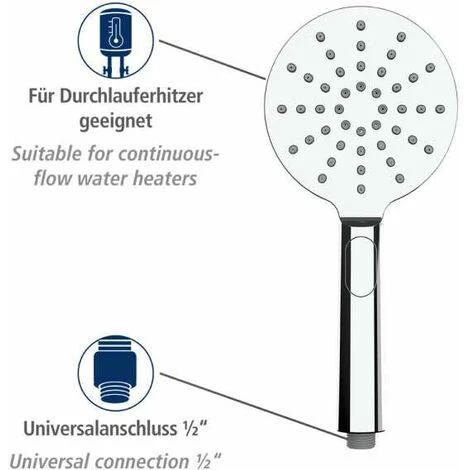 WENKO Pommeau De Douche, 3 Jets, Design Chromé 6 WENKO Pommeau De Douche, 3 Jets, Design Chromé – Image 4
