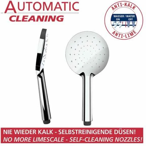 WENKO Pommeau De Douche Automatic Cleaning, Pommeau De Douche Anticalcaire, Avec Buses Autonettoyantes Prévenant L'apparition De Calcaire, Embout Universel 1/2", Plastique ABS, ø12 Cm, Blanc - Chromé 4 WENKO Pommeau De Douche Automatic Cleaning, Pommeau De Douche Anticalcaire, Avec Buses Autonettoyantes Prévenant L'apparition De Calcaire, Embout Universel 1/2", Plastique ABS, ø12 Cm, Blanc - Chromé – Image 2