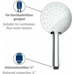 WENKO Pommeau De Douche Automatic Cleaning, Pommeau De Douche Anticalcaire, Avec Buses Autonettoyantes Prévenant L'apparition De Calcaire, Embout Universel 1/2", Plastique ABS, ø12 Cm, Blanc - Chromé 10 WENKO Pommeau De Douche Automatic Cleaning, Pommeau De Douche Anticalcaire, Avec Buses Autonettoyantes Prévenant L'apparition De Calcaire, Embout Universel 1/2", Plastique ABS, ø12 Cm, Blanc - Chromé -WENKO Soldes 18939269 4