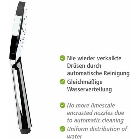 WENKO Pommeau De Douche Automatic Cleaning, Pommeau De Douche Anticalcaire, Avec Buses Autonettoyantes Prévenant L'apparition De Calcaire, Embout Universel 1/2", Plastique ABS, ø12 Cm, Blanc - Chromé 7 WENKO Pommeau De Douche Automatic Cleaning, Pommeau De Douche Anticalcaire, Avec Buses Autonettoyantes Prévenant L'apparition De Calcaire, Embout Universel 1/2", Plastique ABS, ø12 Cm, Blanc - Chromé – Image 5