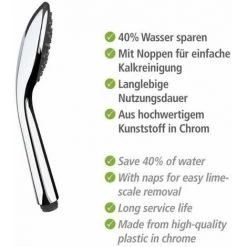 WENKO Pommeau De Douche Watersaving, Pommeau De Douche économie D'eau, Jusqu'à 40% D'économie D'eau Sans Compromis Sur La Pression D'eau, Embout Universel 1/2", Plastique ABS, ø9,6 Cm, Chromé - Gris 11 WENKO Pommeau De Douche Watersaving, Pommeau De Douche économie D'eau, Jusqu'à 40% D'économie D'eau Sans Compromis Sur La Pression D'eau, Embout Universel 1/2", Plastique ABS, ø9,6 Cm, Chromé - Gris -WENKO Soldes 18939273 5