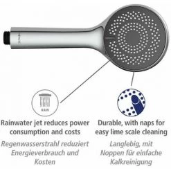 WENKO Pommeau De Douche Watersaving, Pommeau De Douche 3 Jets, Jusqu'à 40% D'économie D'eau Sans Compromis Sur La Pression D'eau, Embout Universel 1/2", Plastique ABS, ø9,6 Cm, Chromé - Gris 9 WENKO Pommeau De Douche Watersaving, Pommeau De Douche 3 Jets, Jusqu'à 40% D'économie D'eau Sans Compromis Sur La Pression D'eau, Embout Universel 1/2", Plastique ABS, ø9,6 Cm, Chromé - Gris -WENKO Soldes 18939277 3