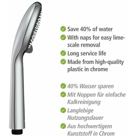 WENKO Pommeau De Douche Watersaving, Pommeau De Douche 3 Jets, Jusqu'à 40% D'économie D'eau Sans Compromis Sur La Pression D'eau, Embout Universel 1/2", Plastique ABS, ø9,6 Cm, Chromé - Gris 7 WENKO Pommeau De Douche Watersaving, Pommeau De Douche 3 Jets, Jusqu'à 40% D'économie D'eau Sans Compromis Sur La Pression D'eau, Embout Universel 1/2", Plastique ABS, ø9,6 Cm, Chromé - Gris – Image 5