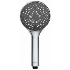 WENKO Pommeau De Douche Watersaving, Pommeau De Douche 5 Jets, Jusqu'à 40% D'économie D'eau Sans Compromis Sur La Pression D'eau, Embout Universel 1/2", Plastique ABS, ø11 Cm, Chromé - Gris