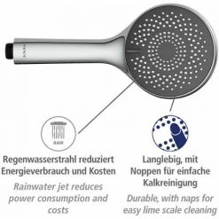 WENKO Pommeau De Douche Watersaving, Pommeau De Douche 5 Jets, Jusqu'à 40% D'économie D'eau Sans Compromis Sur La Pression D'eau, Embout Universel 1/2", Plastique ABS, ø11 Cm, Chromé - Gris 9 WENKO Pommeau De Douche Watersaving, Pommeau De Douche 5 Jets, Jusqu'à 40% D'économie D'eau Sans Compromis Sur La Pression D'eau, Embout Universel 1/2", Plastique ABS, ø11 Cm, Chromé - Gris -WENKO Soldes 18939280 3
