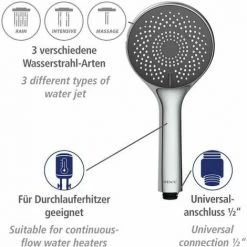 WENKO Pommeau De Douche Watersaving, Pommeau De Douche 5 Jets, Jusqu'à 40% D'économie D'eau Sans Compromis Sur La Pression D'eau, Embout Universel 1/2", Plastique ABS, ø11 Cm, Chromé - Gris 10 WENKO Pommeau De Douche Watersaving, Pommeau De Douche 5 Jets, Jusqu'à 40% D'économie D'eau Sans Compromis Sur La Pression D'eau, Embout Universel 1/2", Plastique ABS, ø11 Cm, Chromé - Gris -WENKO Soldes 18939280 4