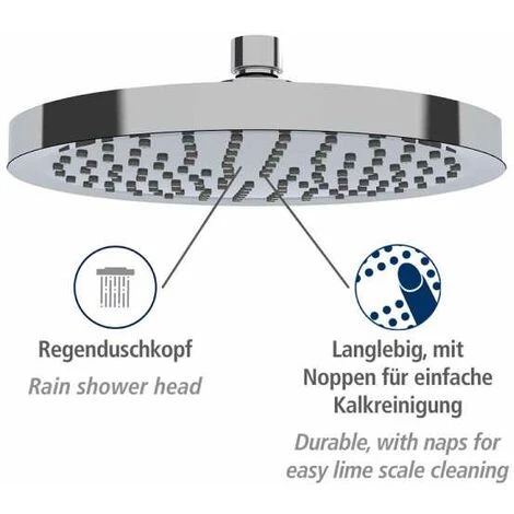 WENKO Tête De Douche Effet Pluie Watersaving, Pommeau De Douche Italienne, Jusqu'à 40% D'économie D'eau Sans Compromis Sur La Pression D'eau, Embout Universel 1/2", Plastique, ø 22,5 Cm, Chromé 5 WENKO Tête De Douche Effet Pluie Watersaving, Pommeau De Douche Italienne, Jusqu'à 40% D'économie D'eau Sans Compromis Sur La Pression D'eau, Embout Universel 1/2", Plastique, ø 22,5 Cm, Chromé – Image 3