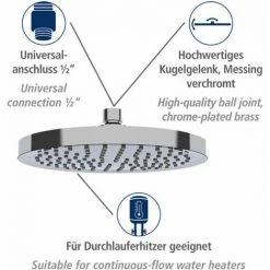 WENKO Tête De Douche Effet Pluie Watersaving, Pommeau De Douche Italienne, Jusqu'à 40% D'économie D'eau Sans Compromis Sur La Pression D'eau, Embout Universel 1/2", Plastique, ø 22,5 Cm, Chromé 10 WENKO Tête De Douche Effet Pluie Watersaving, Pommeau De Douche Italienne, Jusqu'à 40% D'économie D'eau Sans Compromis Sur La Pression D'eau, Embout Universel 1/2", Plastique, ø 22,5 Cm, Chromé -WENKO Soldes 18939301 4