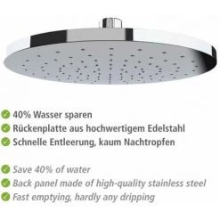 WENKO Tête De Douche Effet Pluie Watersaving, Pommeau De Douche Italienne, Jusqu'à 40% D'économie D'eau Sans Compromis Sur La Pression D'eau, Embout Universel 1/2", Plastique, ø 22,5 Cm, Chromé 11 WENKO Tête De Douche Effet Pluie Watersaving, Pommeau De Douche Italienne, Jusqu'à 40% D'économie D'eau Sans Compromis Sur La Pression D'eau, Embout Universel 1/2", Plastique, ø 22,5 Cm, Chromé -WENKO Soldes 18939301 5