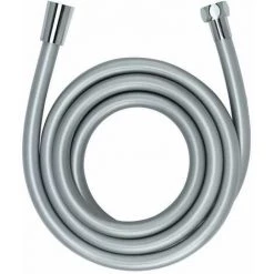 WENKO Flexible De Douche Design, Tuyau De Douche Avec Gainage Protection Anti-torsion, Embout Universel 1/2", Plastique, Longueur 175 Cm, Finition Argent