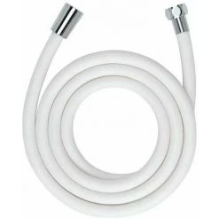 WENKO Flexible De Douche Design, Tuyau De Douche Avec Gainage Protection Anti-torsion, Embout Universel 1/2", Plastique De Haute Qualité, Longueur 175 Cm, Finition Blanc