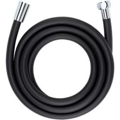 WENKO Flexible De Douche Design, Tuyau De Douche Avec Gainage Protection Anti-torsion, Embout Universel 1/2", Plastique De Haute Qualité, Longueur 175 Cm, Finition Noir Mat