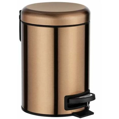 WENKO Poubelle à Pédale Leman, Mini Poubelle Salle De Bain, Capacité 3L, Acier Inox, 17x25x22,5 Cm, Cuivre Métallique 3 WENKO Poubelle à Pédale Leman, Mini Poubelle Salle De Bain, Capacité 3L, Acier Inox, 17x25x22,5 Cm, Cuivre Métallique