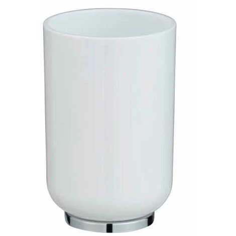 WENKO Gobelet Salle De Bain Posa, Porte Brosse à Dent, Plastique Sans BPA, Ø 7x11 Cm, Blanc/Chromé 3 WENKO Gobelet Salle De Bain Posa, Porte Brosse à Dent, Plastique Sans BPA, Ø 7x11 Cm, Blanc/Chromé