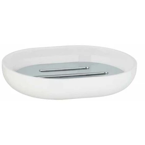 WENKO Porte Savon Posa, Support Savon, Plastique Sans BPA, 12x2,5x9 Cm, Blanc - Chromé 4 WENKO Porte Savon Posa, Support Savon, Plastique Sans BPA, 12x2,5x9 Cm, Blanc - Chromé – Image 2