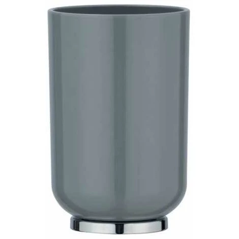 WENKO Support Brosse à Dent Posa, Gobelet Salle De Bain, Porte Brosse à Dent, Plastique Sans BPA, Ø 7x11 Cm, Gris/Chromé 4 WENKO Support Brosse à Dent Posa, Gobelet Salle De Bain, Porte Brosse à Dent, Plastique Sans BPA, Ø 7x11 Cm, Gris/Chromé – Image 2
